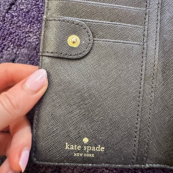 Kate Spade Slim Bifold Wallet Black White - Picture 6 of 7